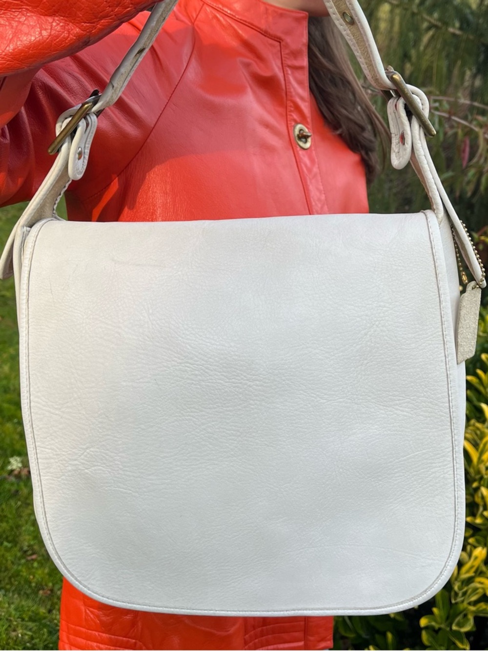 Coach HTF White Knapsac Metal Tag Pre-Creed Bonnie Cashin - Style 9030